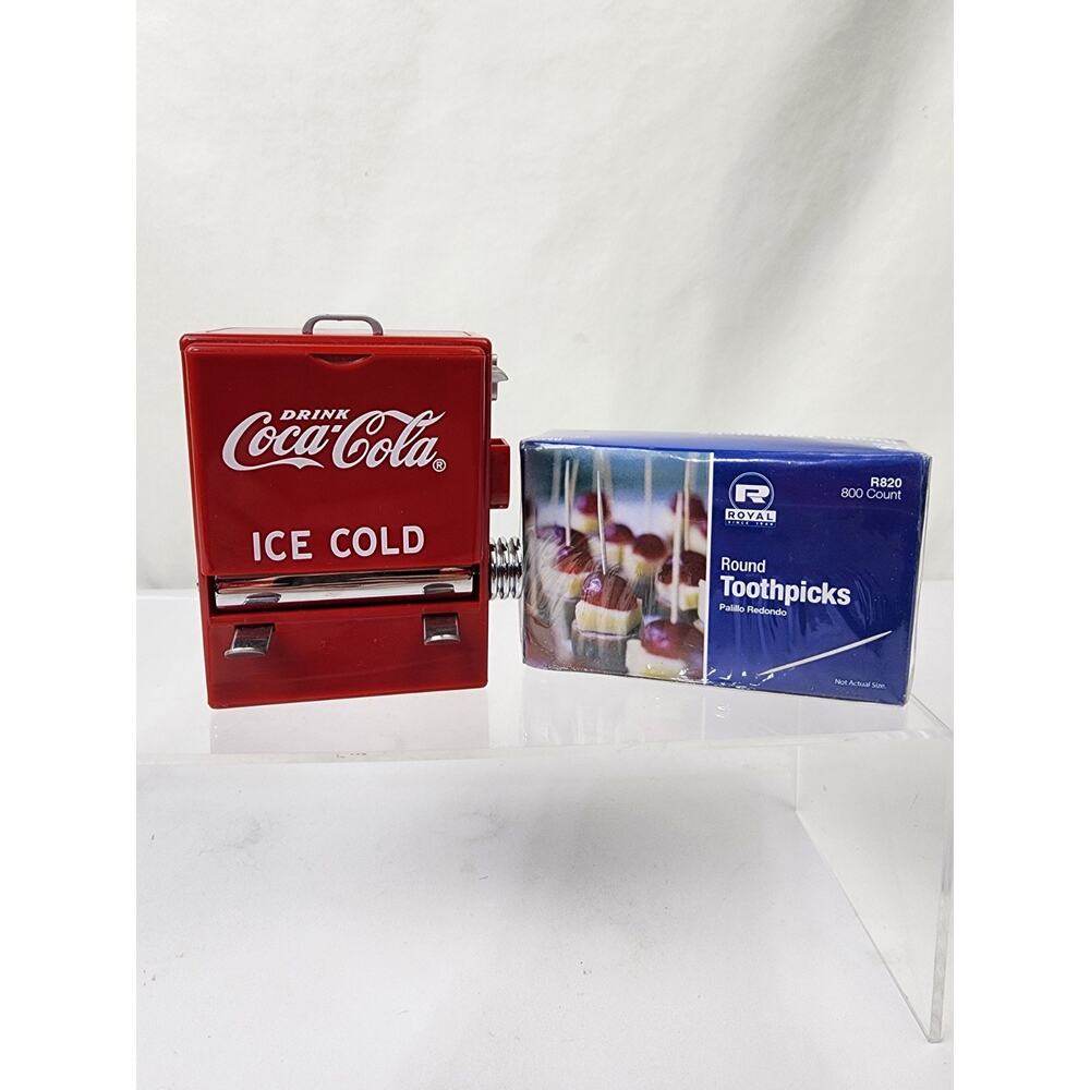 Coca Cola Toothpick Dispenser 1995 Red Plastic Advertising W/Toothpicks (sealed)